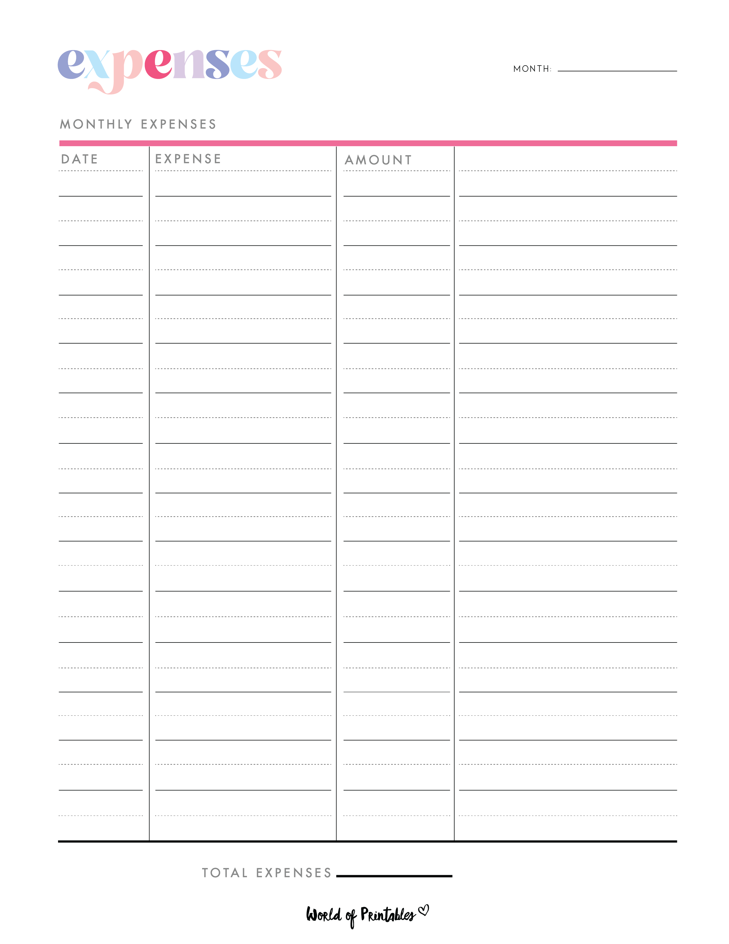 expense tracker templates - world of printables
